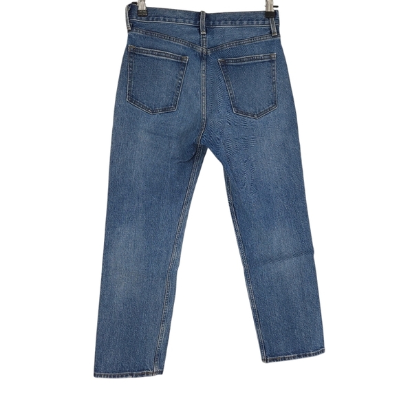 GAP Straight Crop Jeans Button Fly High Rise Dark Wash Denim - Picture 2 of 6